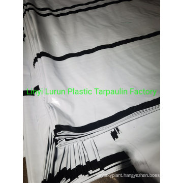 210GSM Black Weaving Fabric Tarpaulin and White Color with 6 Black Stripes Tarpaulin